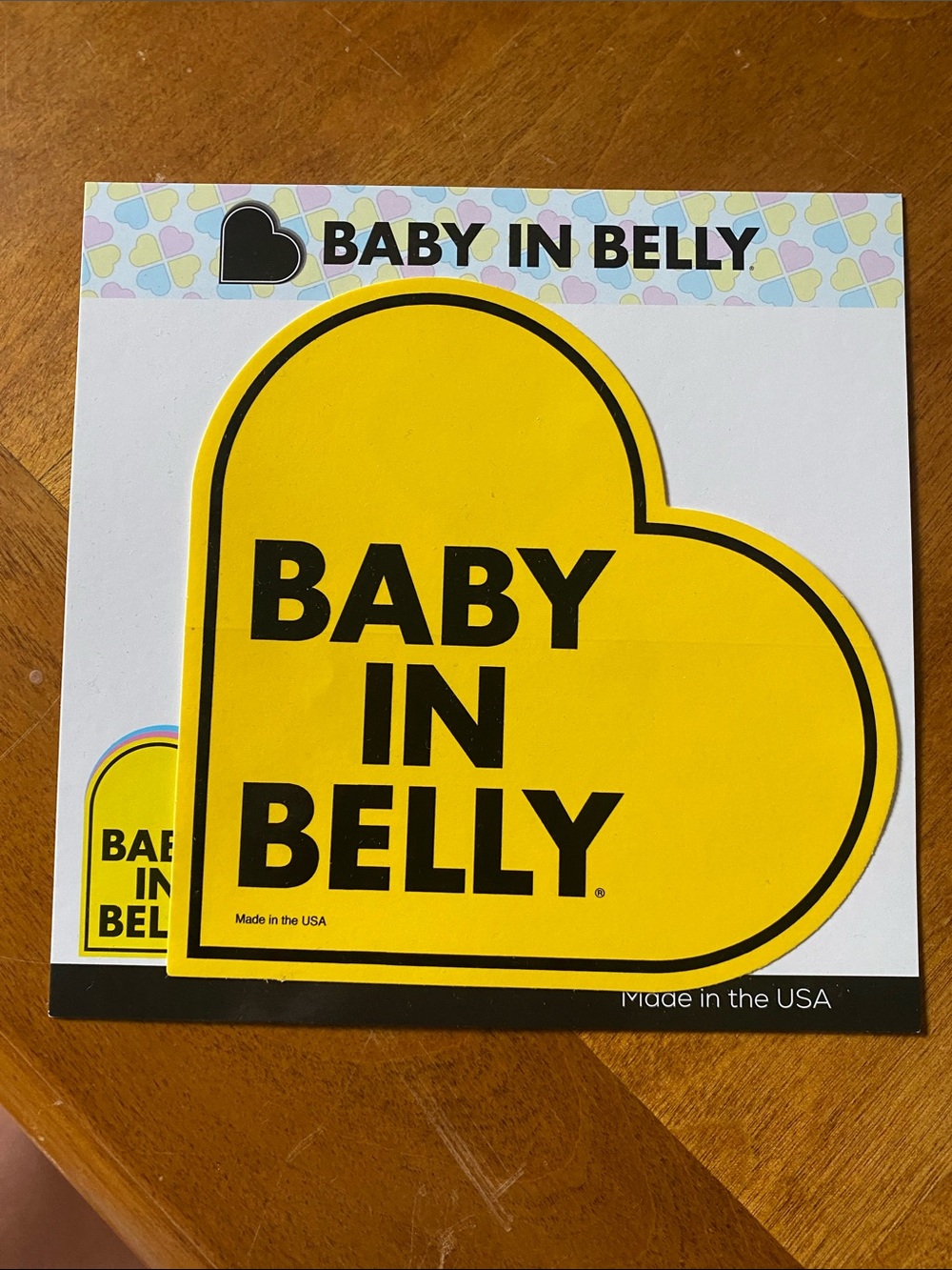 BABY IN BELLY Yellow Heart Sticker